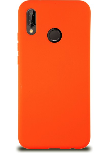 Huawei P20 Lite Kapak Içi Kadife Lansman Silikon Kılıf - Turuncu