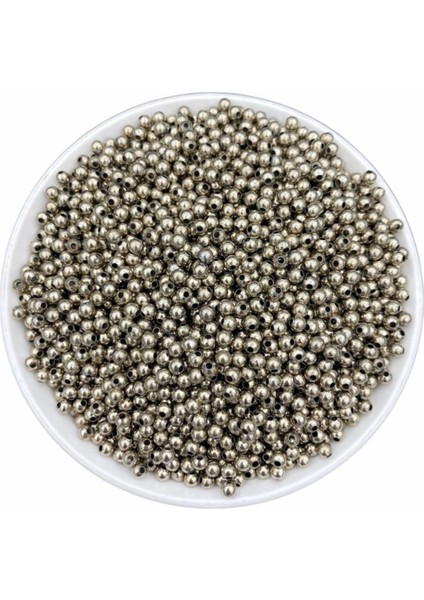 4mm Nikel / Gümüş Renk Metal Demir Top Boncuk,takı Yapım Boncuğu (25GR ~250 Adet)