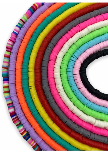 4mm 13 Adet Polimer Kil Fimo Boncuk Dizi Seti,13 Renk 4mm FIMO,40CM Hamur Boncuk Dizisi