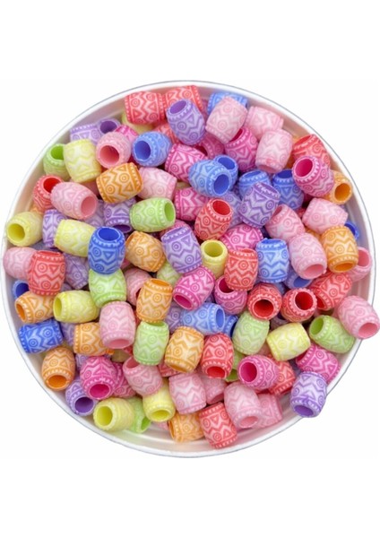 Pastel Fıçı Figür, Fıçı Şekilli Karışık Pastel Renk Boncuk,takı Yapım Boncuğu (25GR, ~110 Adet)