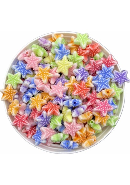 Pastel Noktalı Denizyıldızı Figür Karışık Pastel Renk Boncuk,takı Yapımı (25GR, ~75BONC Adet)