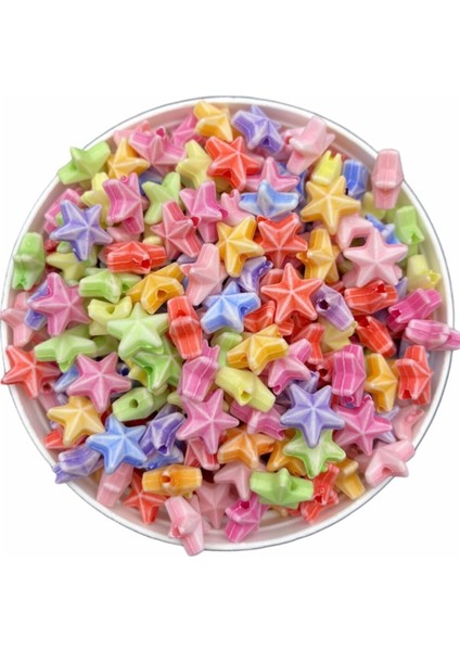 Pastel Yıdız Figür, Denizyıldızı Şekilli Karışık Pastel Renk Boncuk,takı Yapımı (25GR, ~100 Adet)
