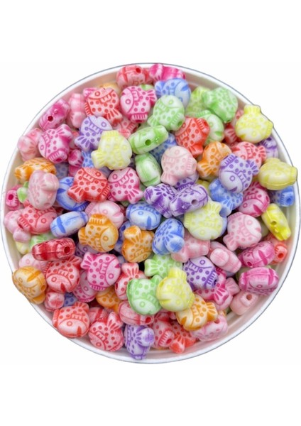Pastel Balık Figür,balık Model Şekilli Karışık Pastel Renk Boncuk,takı Yapımı (50GR, ~70 Adet)