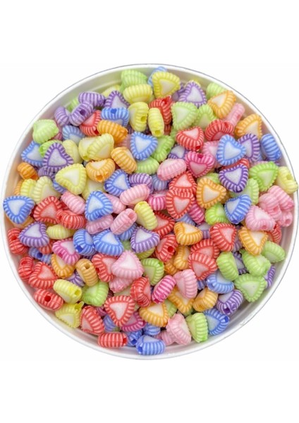 Pastel 7mm Kalp Figür,kalp Şekilli Karışık Pastel Renk Boncuk,takı Yapım Boncuğu (25GR, ~165 Adet)