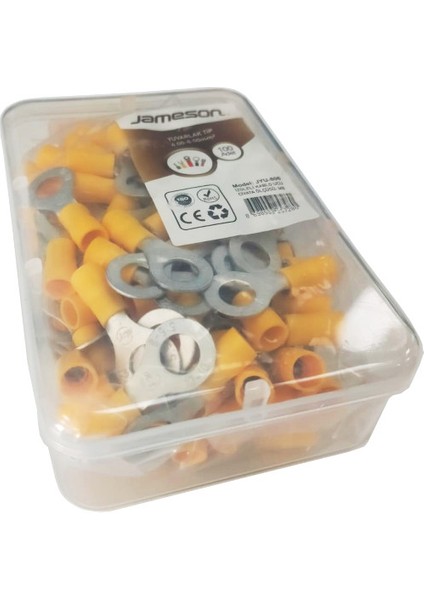 JYU-806 Izoleli Kablo Ucu 4-6mm M8 Kablo Papucu 100 Adet