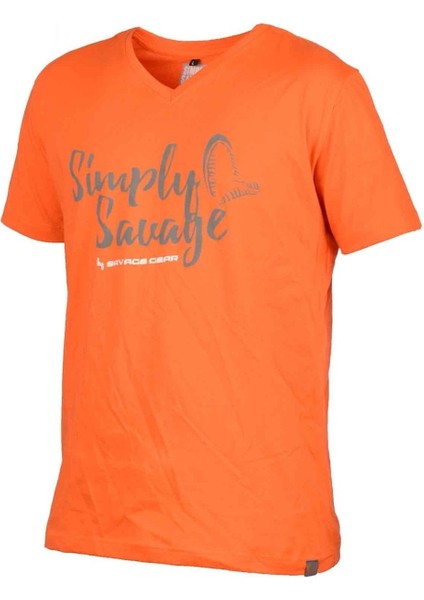 Simply Savage V-Neck Tee Grey T-Shirt L