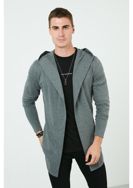 Slim Fit Pamuklu Kapüşonlu Örme Hırka Erkek Hırka 5896587