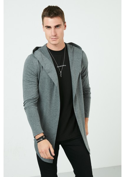 Slim Fit Pamuklu Kapüşonlu Örme Hırka Erkek Hırka 5896587