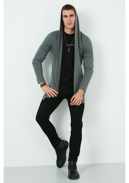 Slim Fit Pamuklu Kapüşonlu Örme Hırka Erkek Hırka 5896587