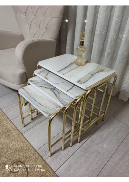 Mermer Desenli Şık 4'lü Zigon