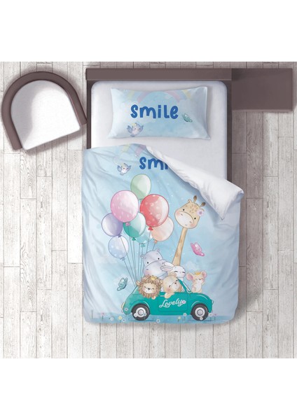 Dijital Baskılı 160CM x 220CM Çocuk Odası Nevresim Takımı Model 216