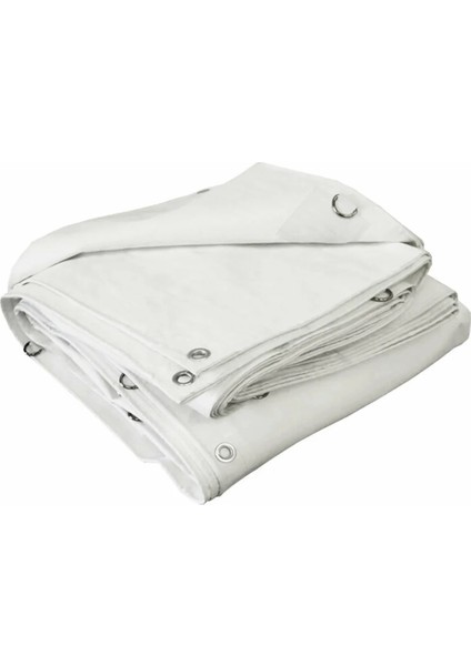 6X12 Metre Beyaz Su Geçirmez Eşya Branda Çadır Bahçe Balkon Mobilya Koruma Örtüsü Bıranda Yağmurluk Kapsüllü