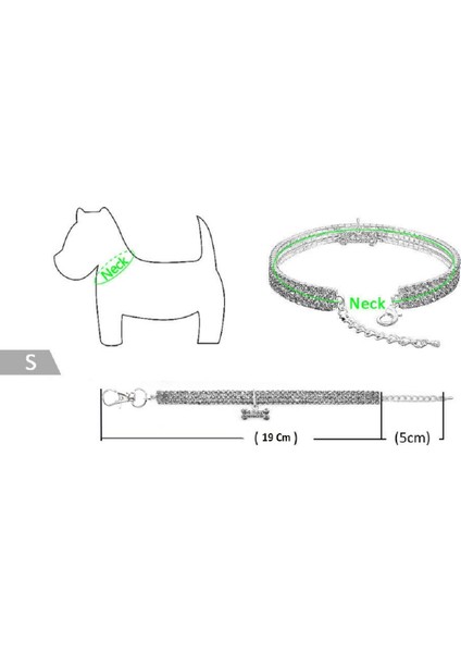 Kedi Köpek Kristal Taşlı Kalpli Kolye Small Mavi