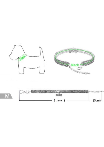 Kedi Köpek Kristal Taşlı Kalpli Kolye M Mavi