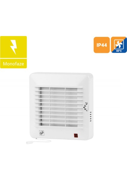 Edm 100 Cr Debi 95 M³/h Pilot Lamba Otomatik Panjur Timer Mini Aksiyel Fan Agm Havalandırma Agmair Sp