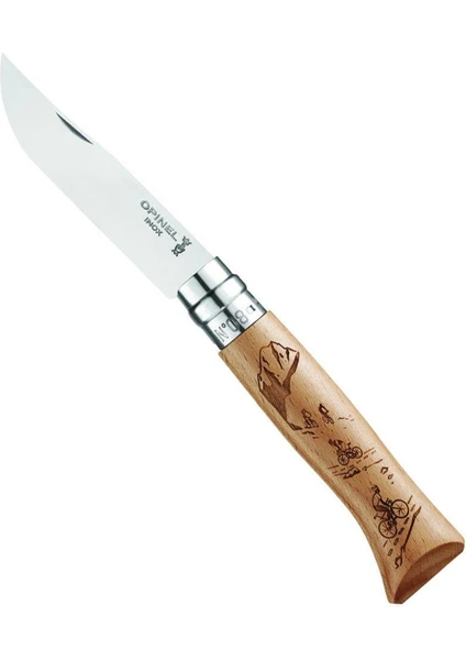 Opinel Inox No 08 Alpine Bisiklet Desenli Paslanmaz Çelik Çakı