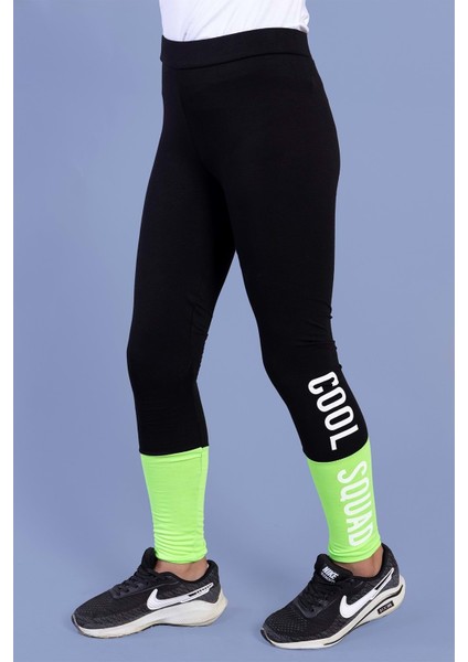 Kız Çocuk Garni Detaylı Baskılı Tayt