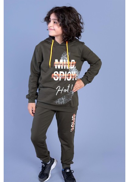 Erkek Çocuk Kapüşonlu Baskılı Eşofman Takımı