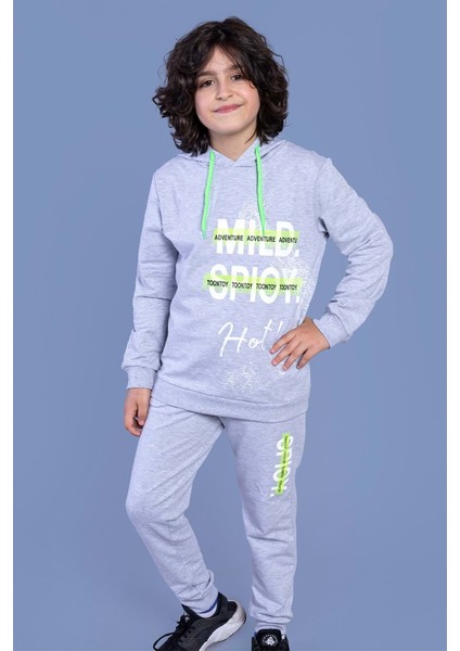 Erkek Çocuk Kapüşonlu Baskılı Eşofman Takımı