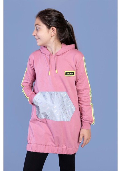 Kız Çocuk Kanguru Cepli Reflektör Detaylı Sweatshirt
