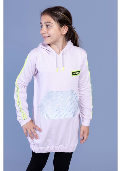 Kız Çocuk Kanguru Cepli Reflektör Detaylı Sweatshirt