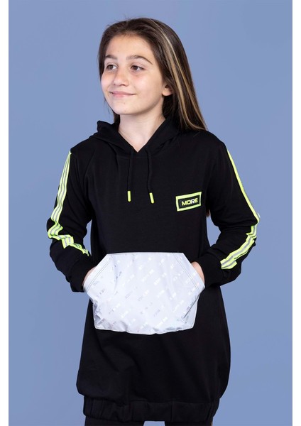 Kız Çocuk Kanguru Cepli Reflektör Detaylı Sweatshirt
