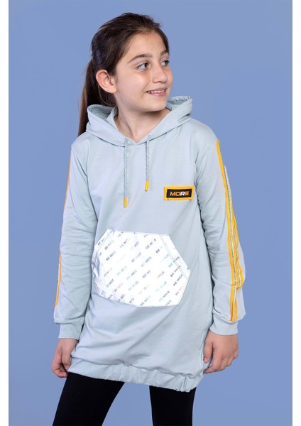 Kız Çocuk Kanguru Cepli Reflektör Detaylı Sweatshirt