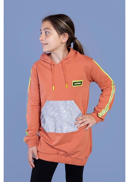 Kız Çocuk Kanguru Cepli Reflektör Detaylı Sweatshirt