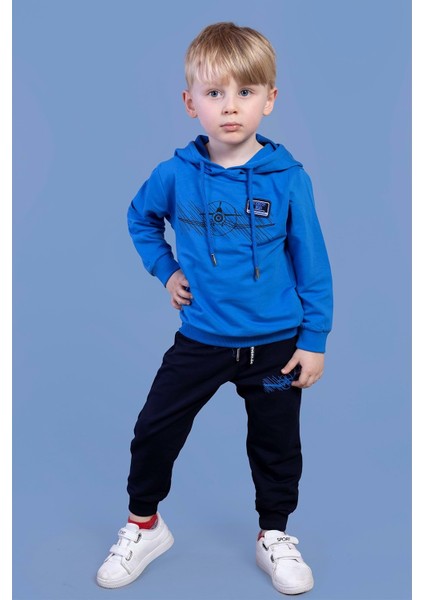 Erkek Çocuk Kapüşonlu Baskılı Eşofman Takımı