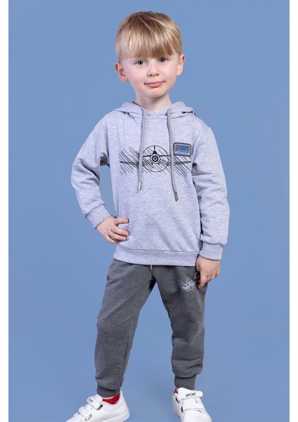 Erkek Çocuk Kapüşonlu Baskılı Eşofman Takımı