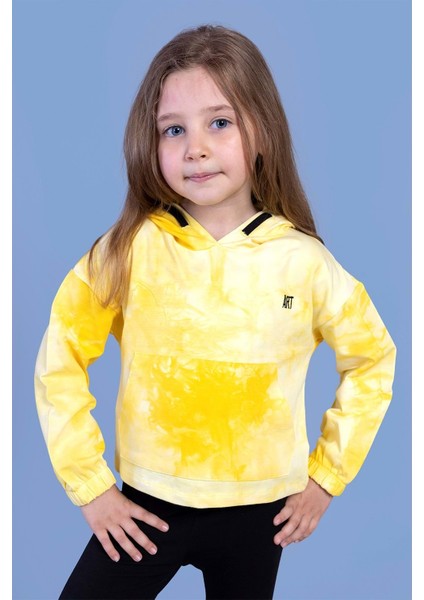 Toontoy Kız Çocuk Batik Desenli Kapüşonlu Sweatshirt