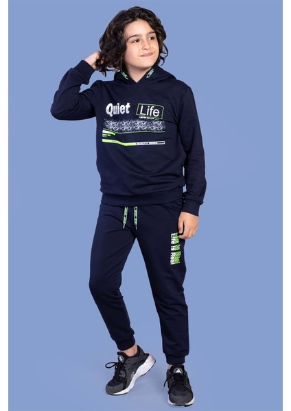 Erkek Çocuk Kapüşonlu Baskılı Eşofman Takımı