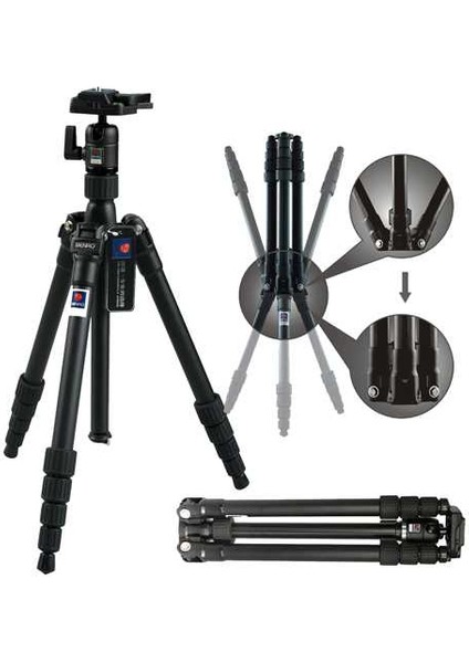 A-2690T-BH1 Magnesium Travel Angel Serisi Tripod Top Kafa ile