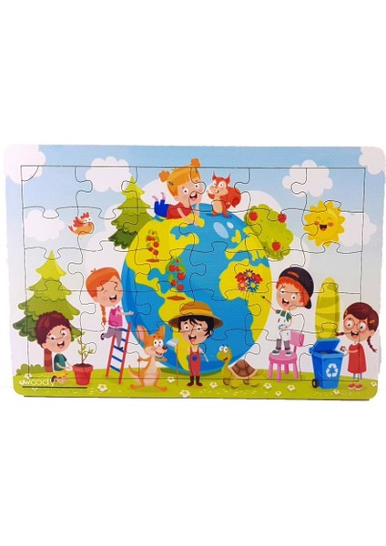 Woodylife Dünya ve Gezegenler 35 Parça Puzzle Yapboz Eğitici Çocuk Oyuncak