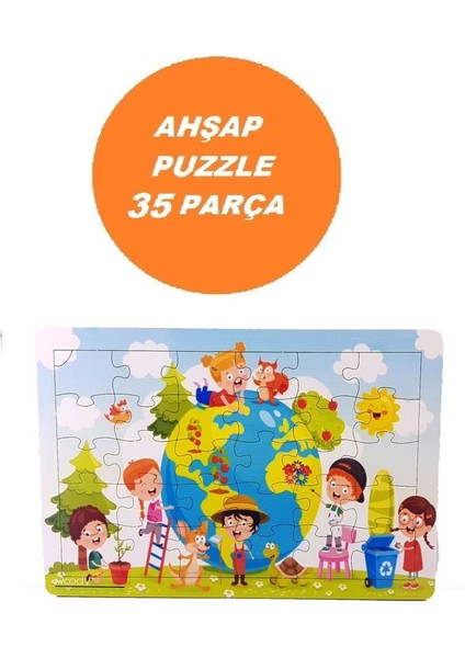 Woodylife Dünya ve Gezegenler 35 Parça Puzzle Yapboz Eğitici Çocuk Oyuncak modelleri