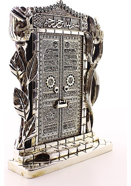 Allah Muhammed Yazılı Gül Kabe Kapısı Gümüş Biblo 25 CM-023 modelleri