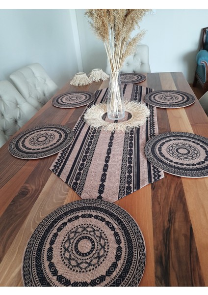 Etnik Bohem Desenli Runner & 6 Bohem Desenli Supla