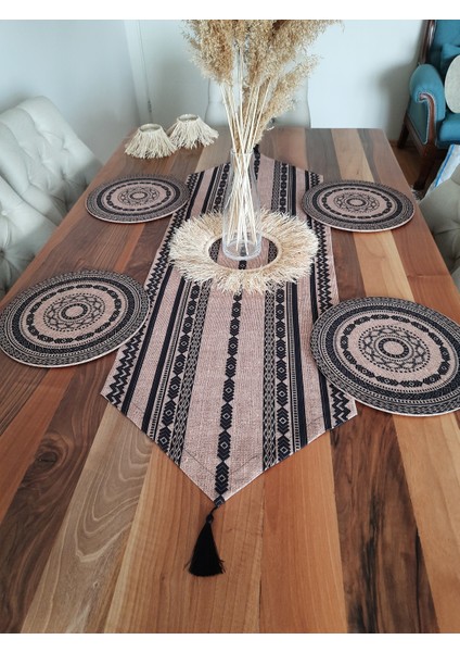 Etnik Bohem Desenli Runner & 4 Bohem Supla