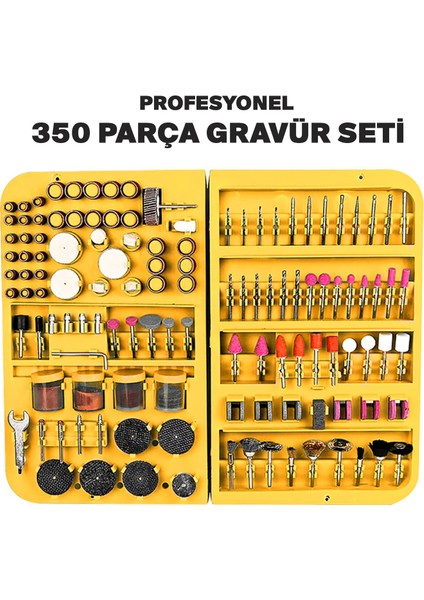 350 Parça Çift Makinalı Gravür Oyma Dremel Taşlama Zımpara 130 W