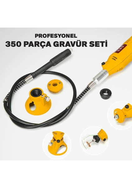 350 Parça Çift Makinalı Gravür Oyma Dremel Taşlama Zımpara 130 W