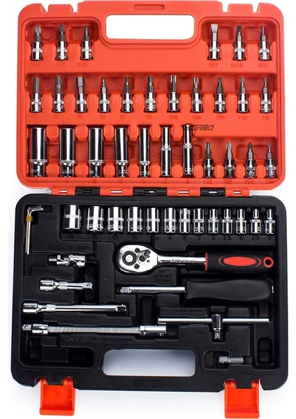 53 Parça Lokma Takımı Otomatik Cırcırlı 1/4 Uzatma Kolu Hex Adaptörlü Çantalı Set 1/4'' Profesyonel