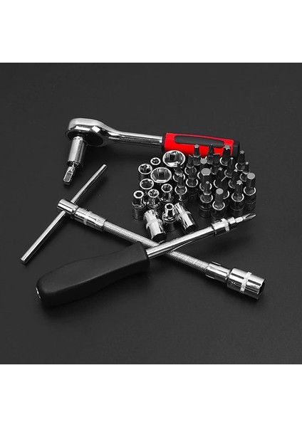 53 Parça Lokma Takımı Otomatik Cırcırlı 1/4 Uzatma Kolu Hex Adaptörlü Çantalı Set 1/4'' Profesyonel