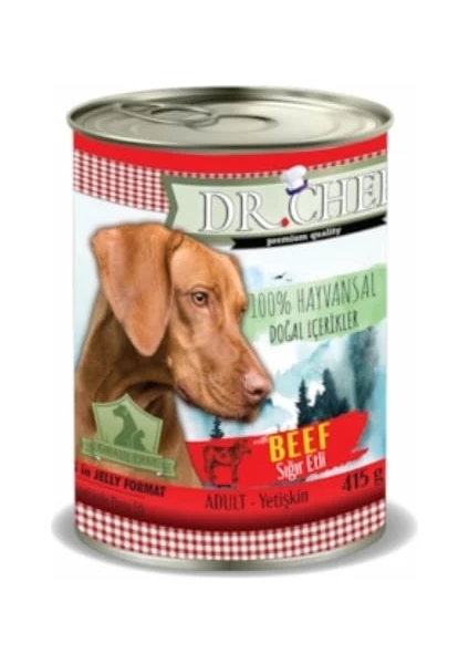 Dr. Chef Tahılsız Sığır Etli Konserve Yetişkin Köpek Maması 24 x 415 Gram