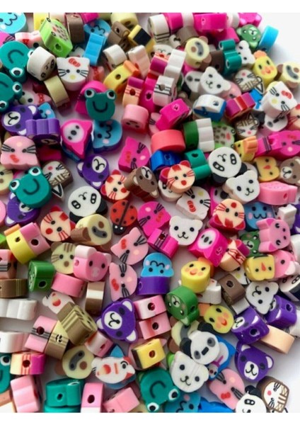 10 mm Polimer Kil Fimo Karışık Hayvan Figür Boncuk 30 Adet