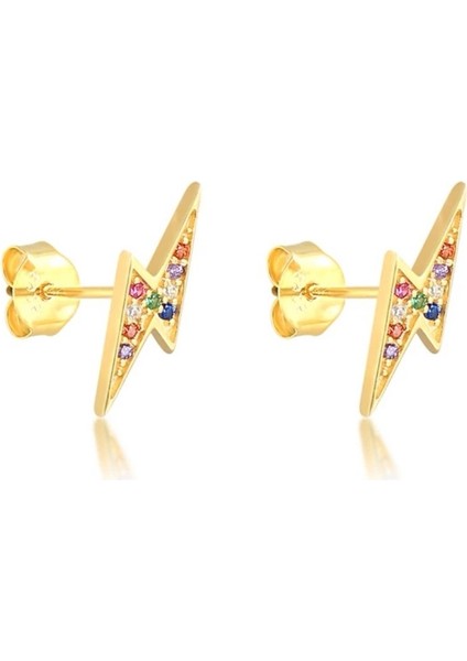 Gold Şimşek 925 Ayar Gümüş Küpe