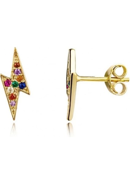 Gold Şimşek 925 Ayar Gümüş Küpe