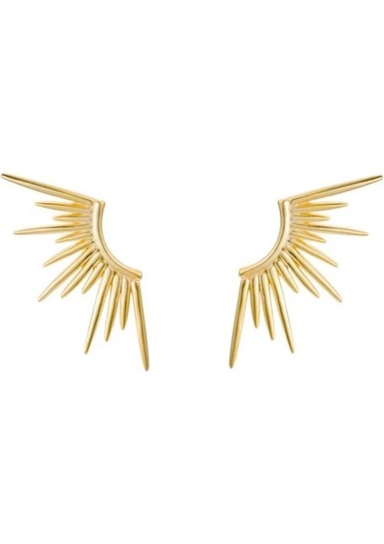 Mini Güneş 925 Ayar Gümüş Küpe Altın Rengi