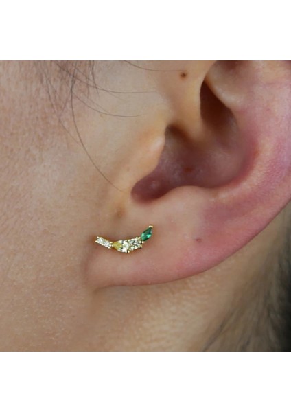 Gold Mini Muz 925 Ayar Gümüş Küpe fiyatları