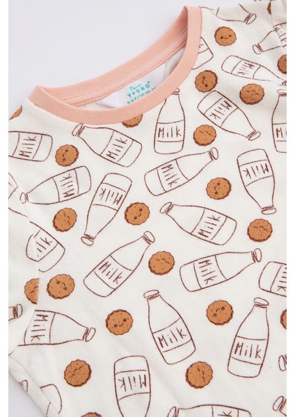Çok Renkli Kız Çocuk Biscuit 2li Pijama Takımı