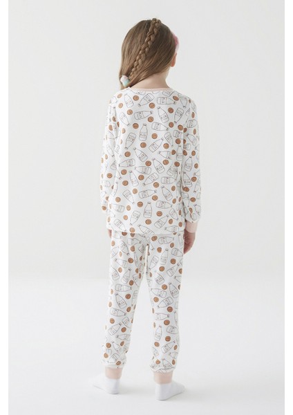 Çok Renkli Kız Çocuk Biscuit 2li Pijama Takımı